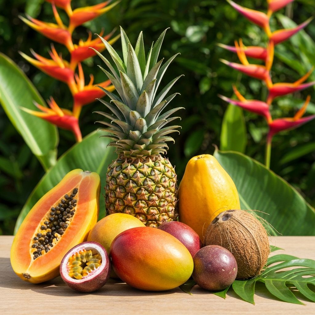 Beautiful tropical fruits composition